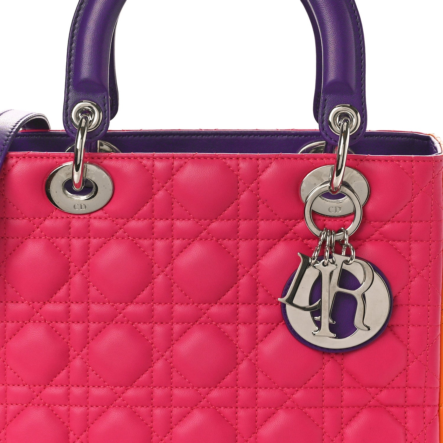 Christian Dior Lambskin Cannage Medium Tri-Color Lady Dior Pink