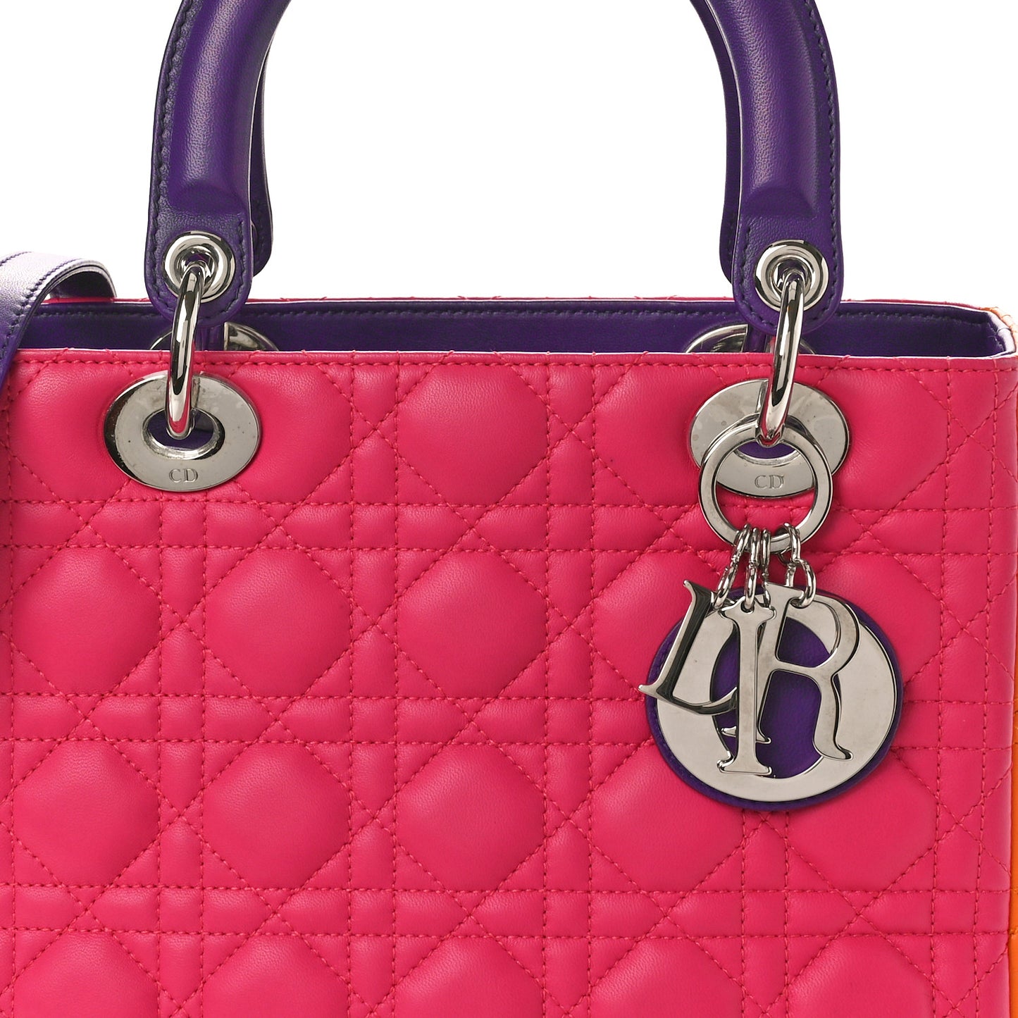Lambskin Cannage Medium Tri-Color Lady Dior Pink