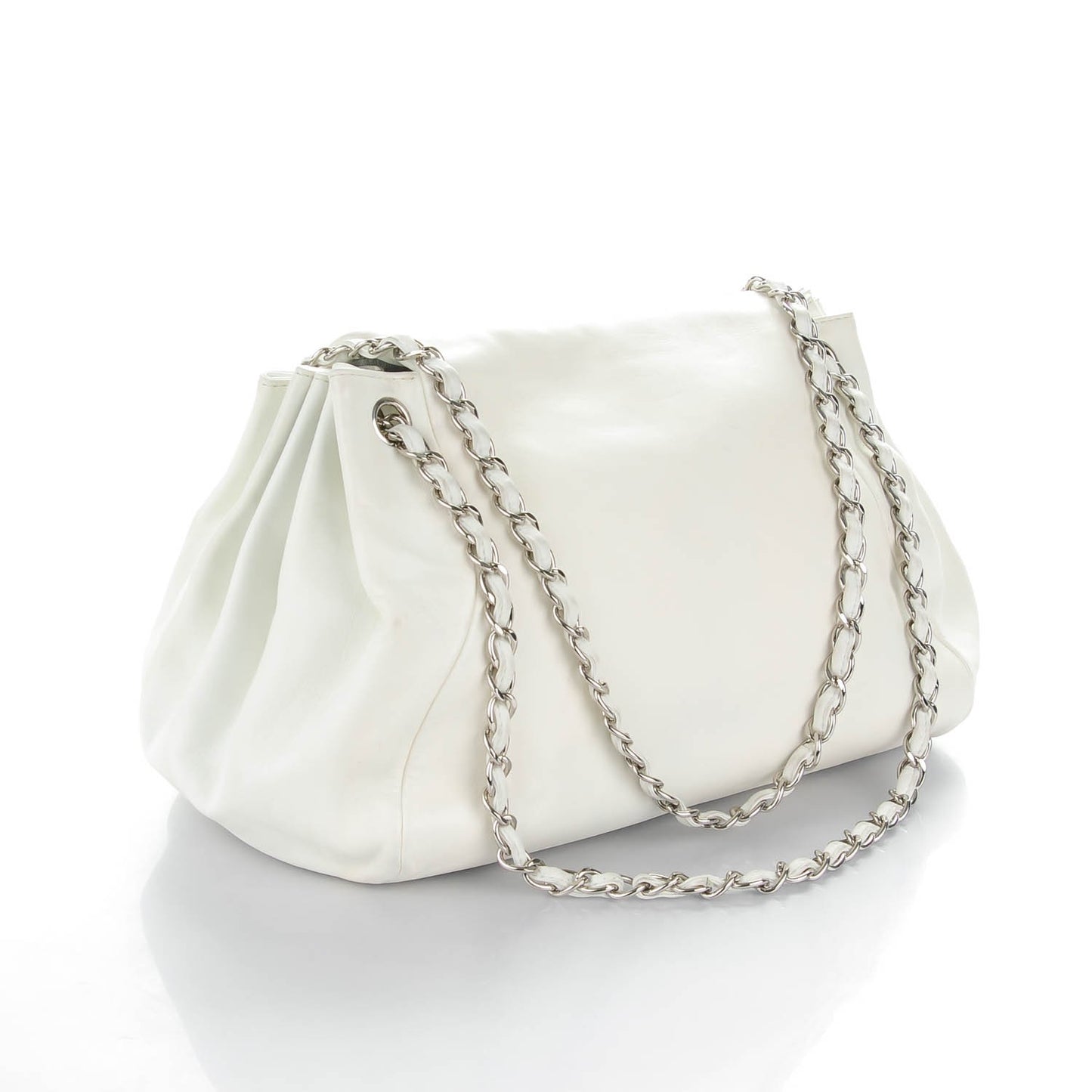 Lambskin Sensual Accordion Flap White