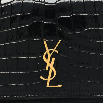 Saint Laurent Crocodile Embossed Monogram Phone Holder Crossbody Black 8 of 10