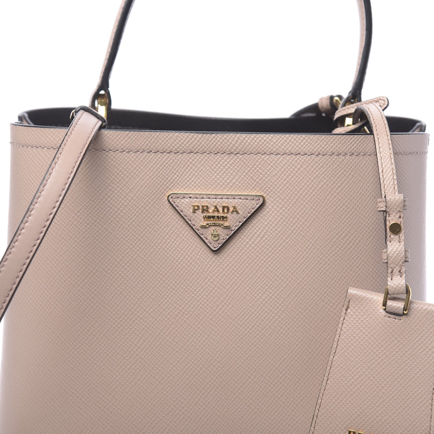 Saffiano Cuir Medium Panier Bucket Bag Cipria Black
