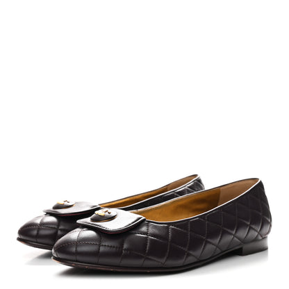 Chanel Lambskin Quilted CC Ballerina Flats 41 Dark Purple 4 of 11