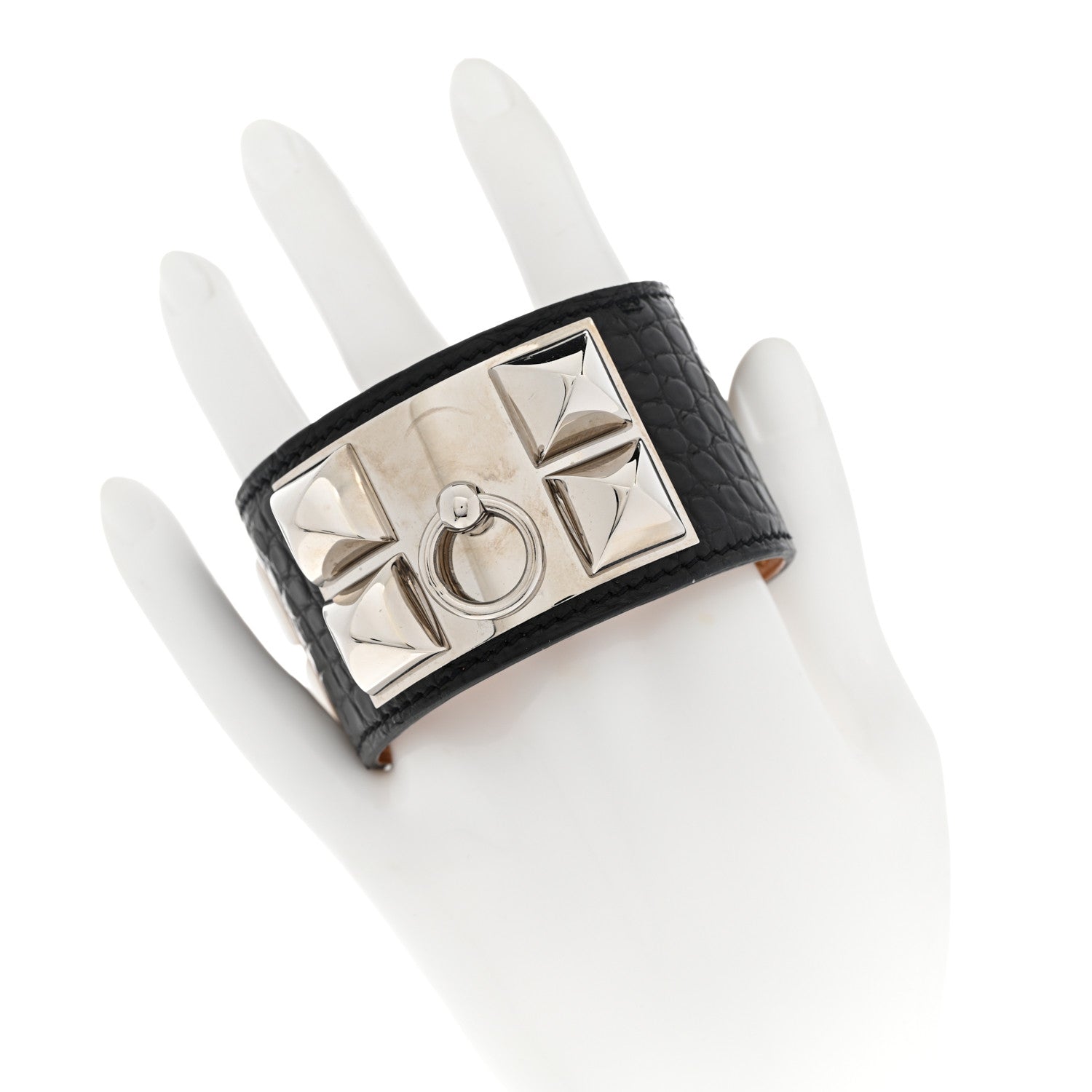 Hermes Matte Alligator Collier De Chien CDC Bracelet S Black 2 of 8