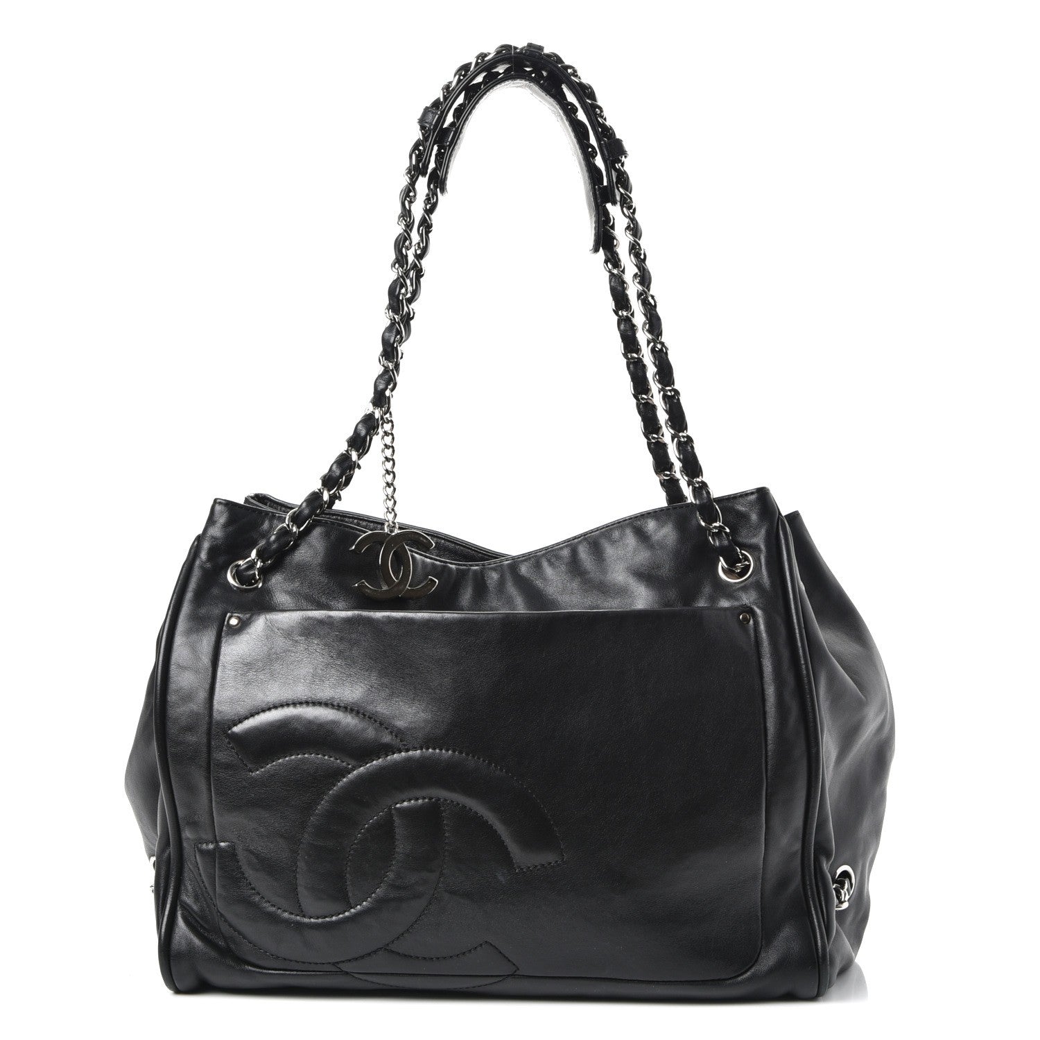 Chanel Calfskin Diagonal Ligne Tote Black 3 of 11