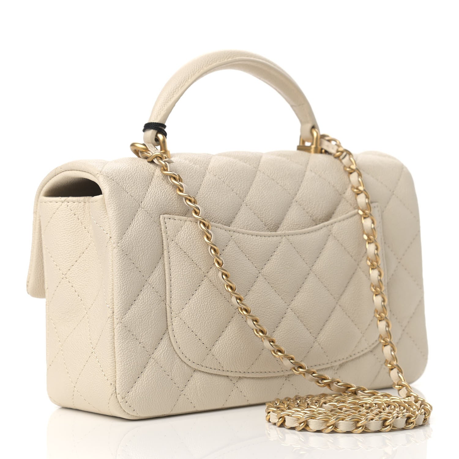 Chanel Caviar Quilted Mini Top Handle Rectangular Flap Beige 3 of 9