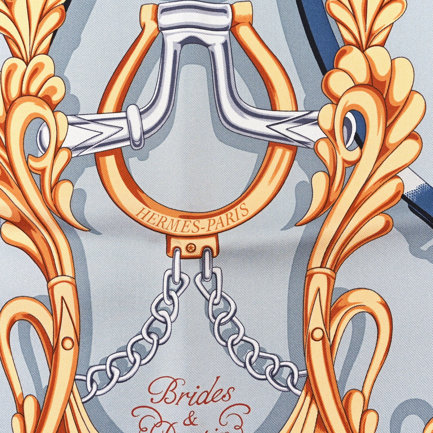 Hermes Silk Brides Et Destin Scarf 90 Blue Jean Mordore Ciel 2 of 4
