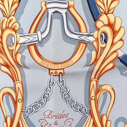 Hermes Silk Brides Et Destin Scarf 90 Blue Jean Mordore Ciel 2 of 4