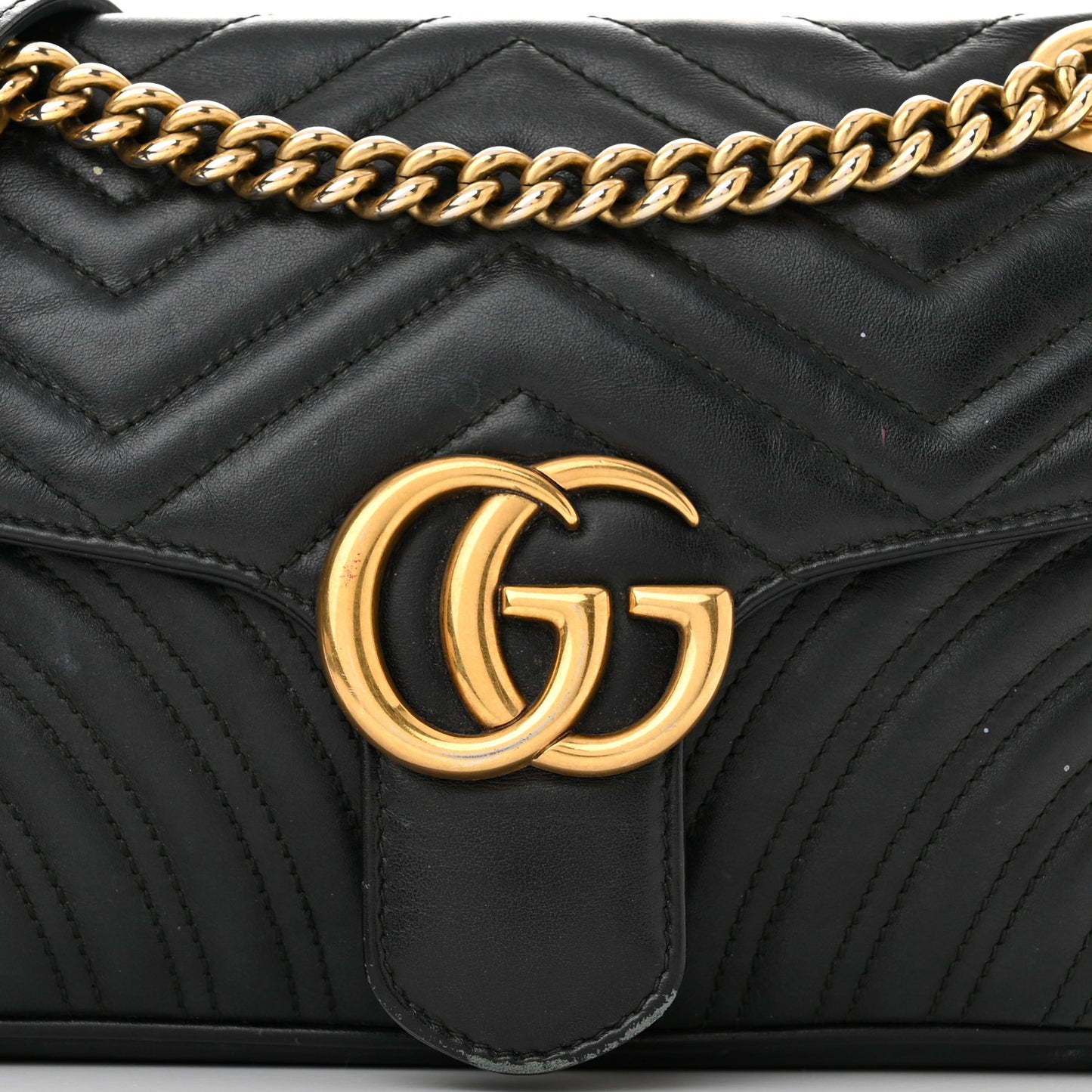 Calfskin Matelasse Small GG Marmont Shoulder Bag Black