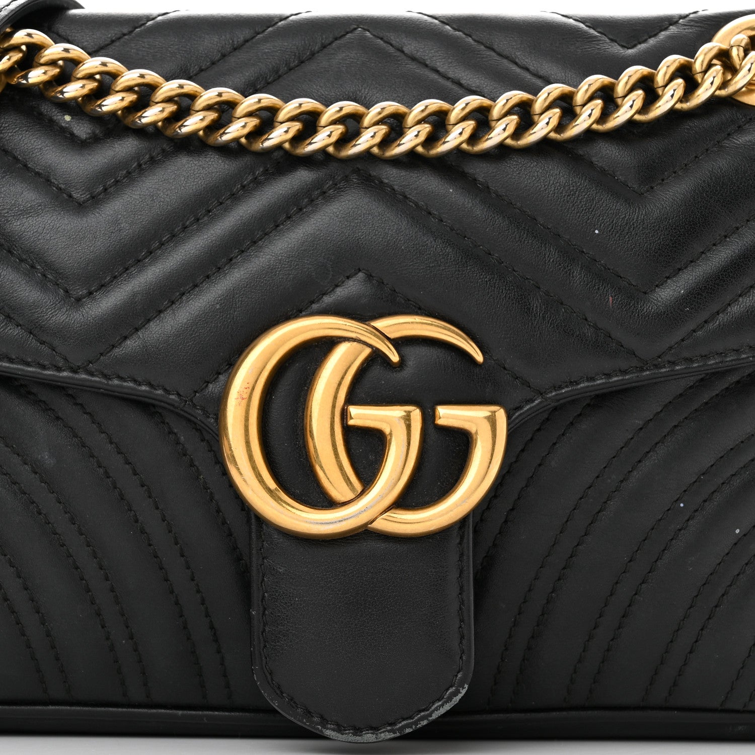Gucci Calfskin Matelasse Small GG Marmont Shoulder Bag Black 8 of 12