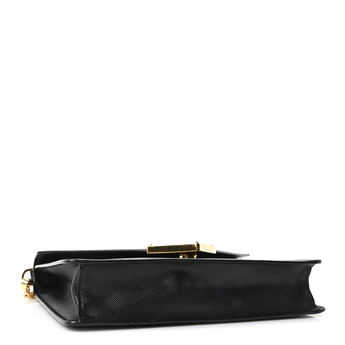 Prada Saffiano Lux Metal Triangle Logo Mini Envelope Chain Shoulder Bag Black 4 of 9