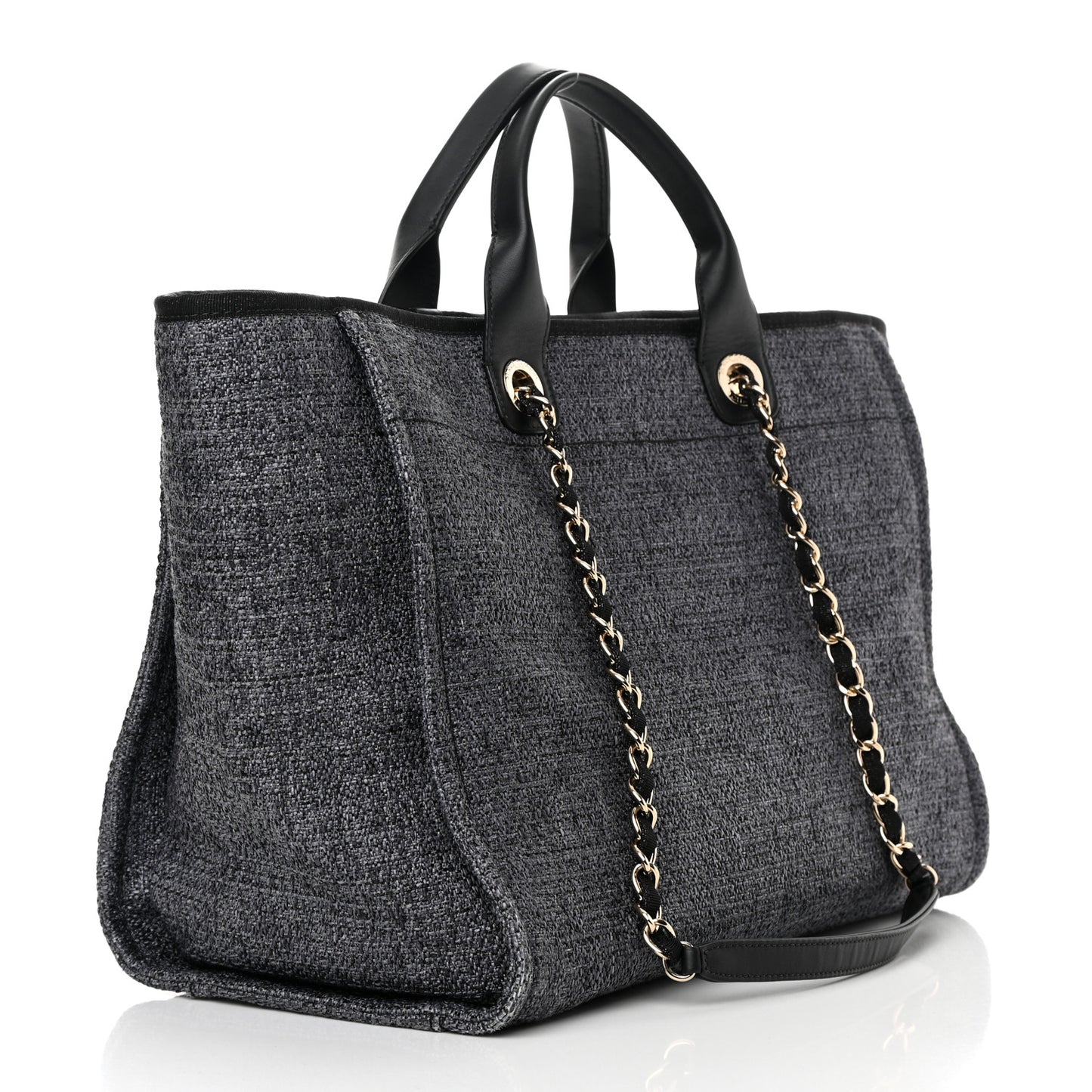 Lurex Boucle Medium Deauville Tote Black