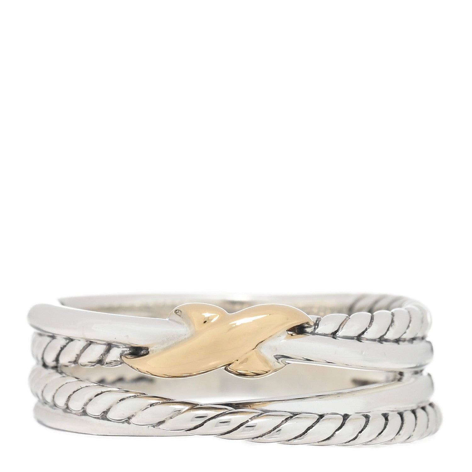 David Yurman Sterling Silver 18K Yellow Gold 6mm X Crossover Ring 51 5.75 1 of 5