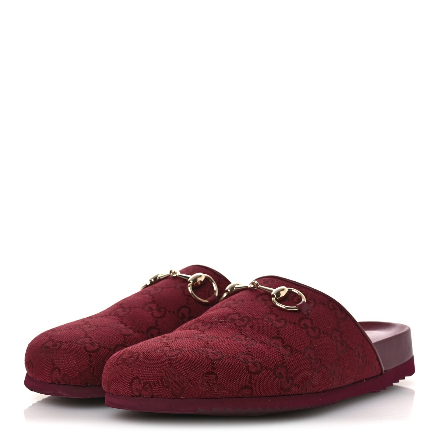 GG Supreme Monogram Womens Horsebit Slippers 40 Rosso Ancora