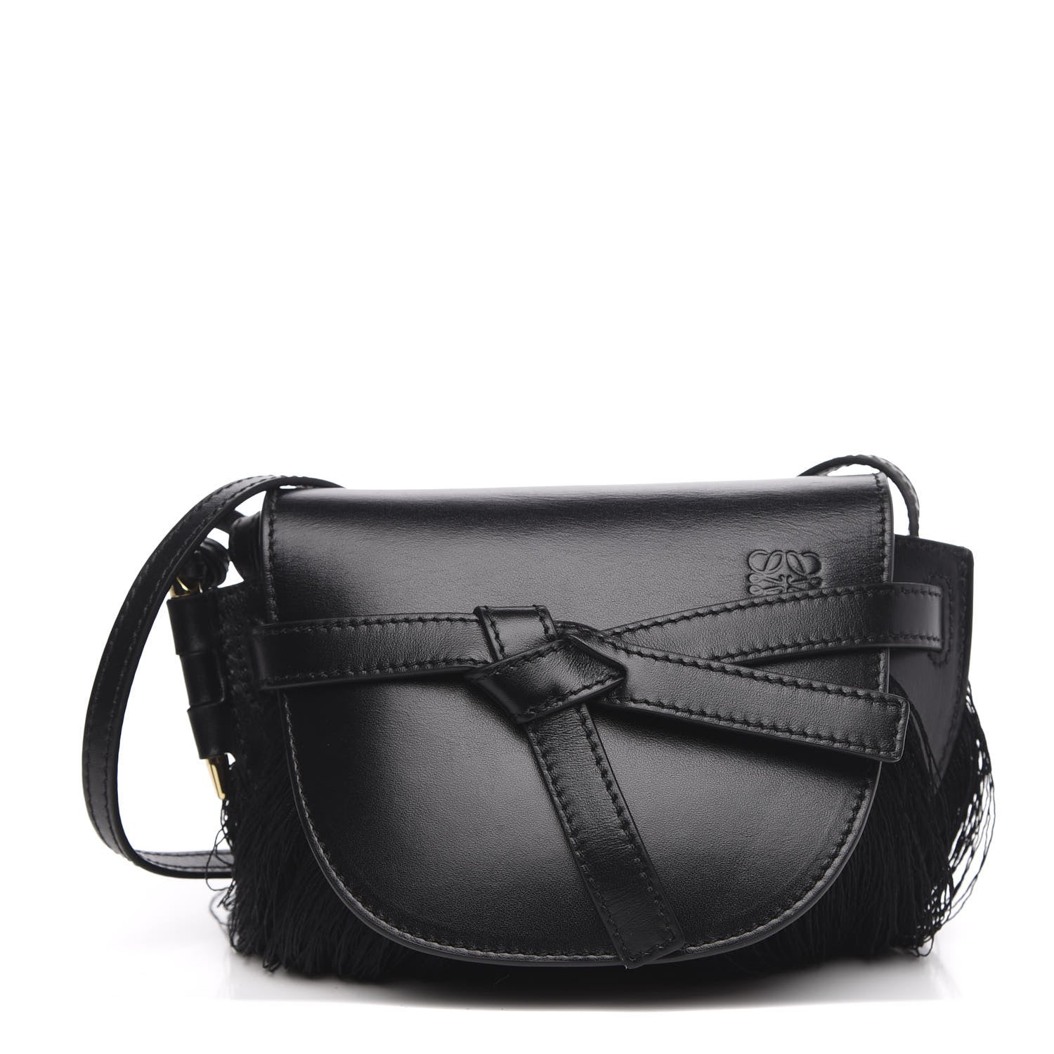 Loewe Calfskin Mini Fringe Gate Crossbody Bag Black 1 of 11