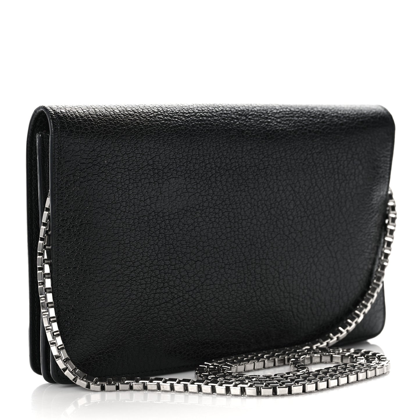 Agneau Silver Metallic Edge Hardware Wallet On Chain Black