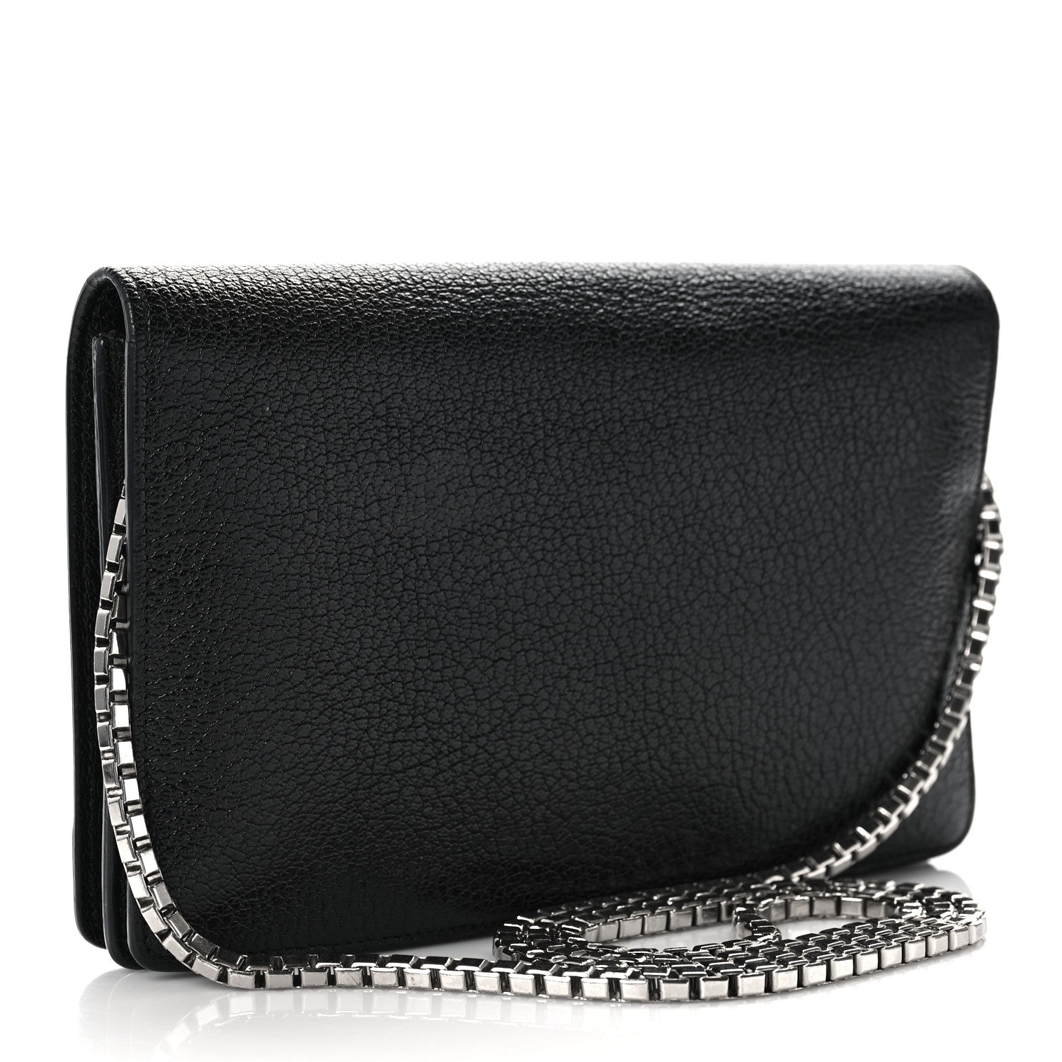 Balenciaga Agneau Silver Metallic Edge Hardware Wallet On Chain Black 2 of 7
