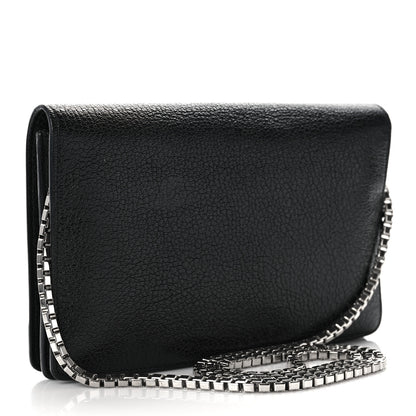 Balenciaga Agneau Silver Metallic Edge Hardware Wallet On Chain Black 2 of 7