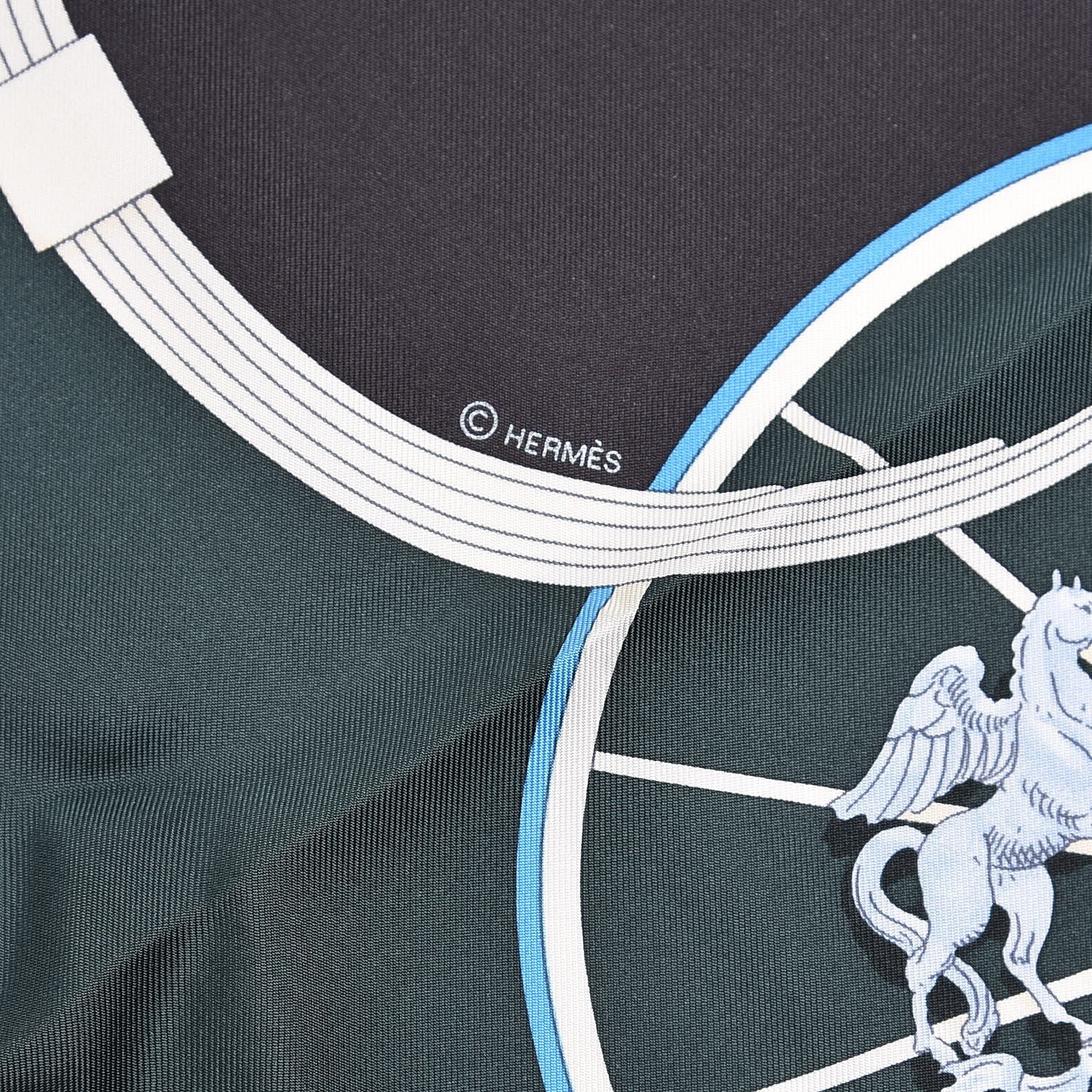 Hermes Silk Springs Scarf 90 Vert Sapin Anthracite Celadon 5 of 6