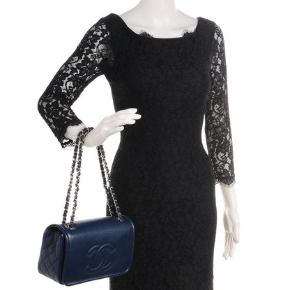 Chanel Caviar Medium Timeless CC Flap Navy Blue 2 of 8