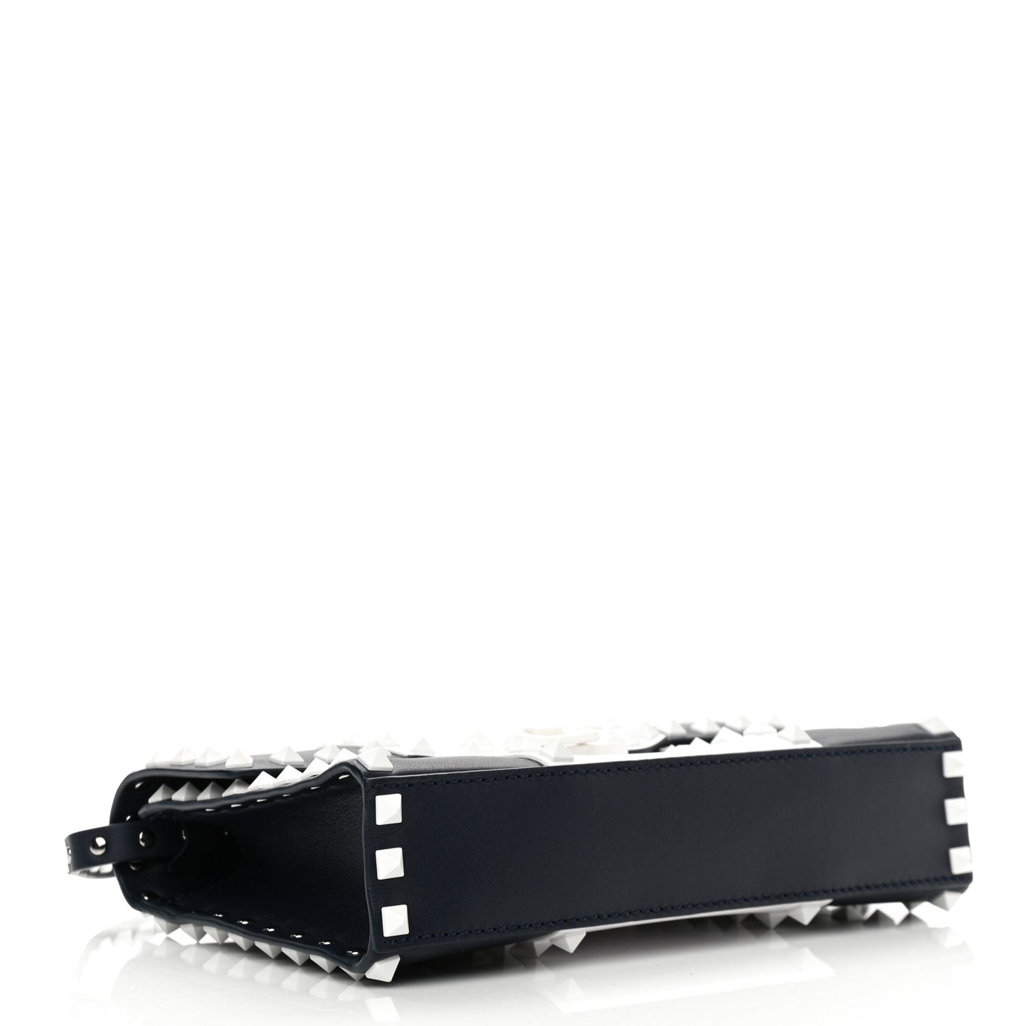 Vitello Colorblock Medium Free Rockstud Flip Lock Crossbody Bag Marine White