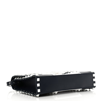 Valentino Garavani Vitello Colorblock Medium Free Rockstud Flip Lock Crossbody Bag Marine White 4 of 11
