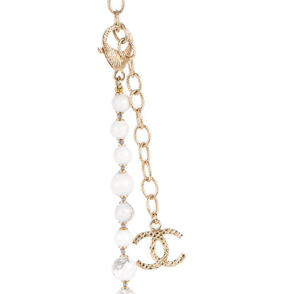 Chanel Bead CC Long Necklace Gold White 5 of 6