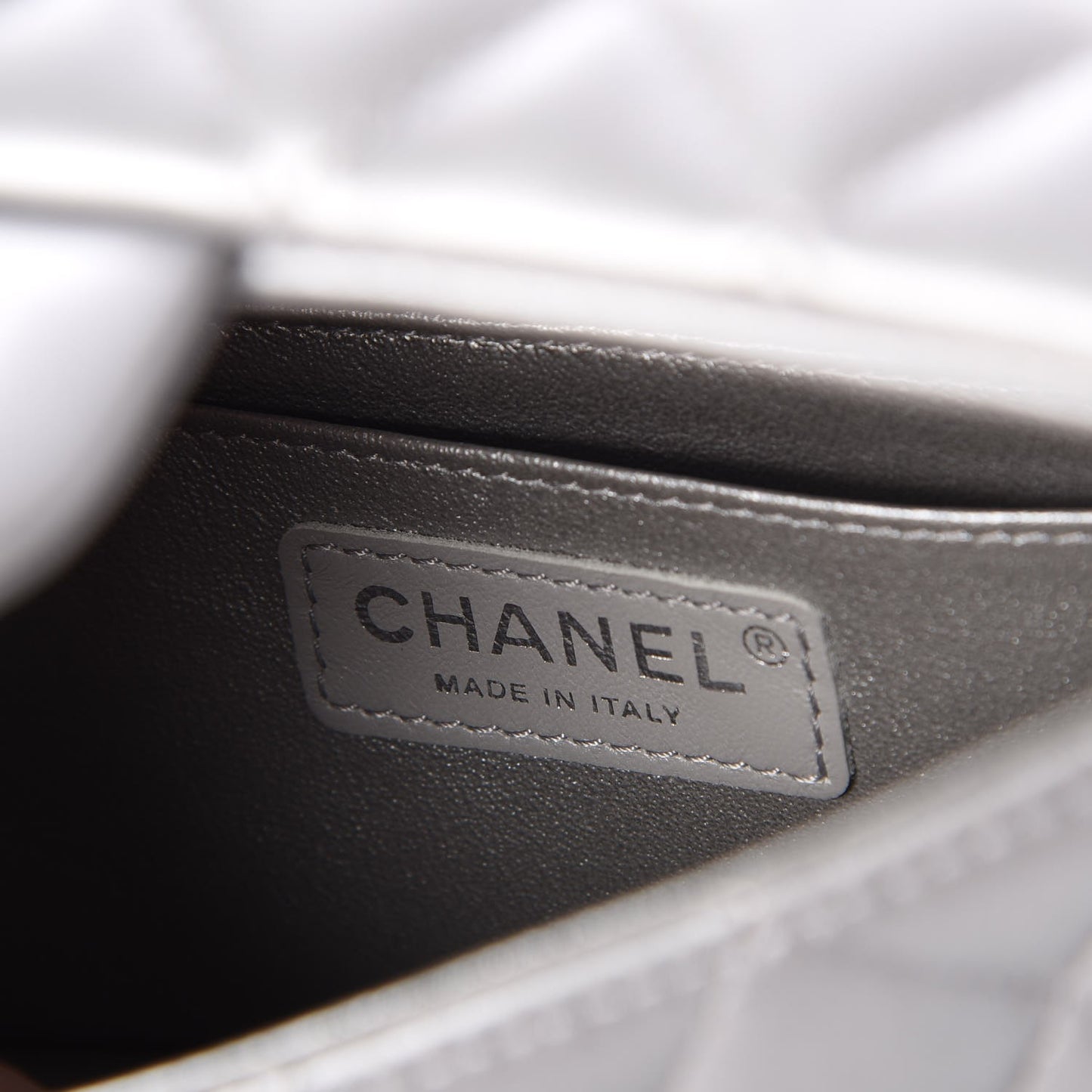 Metallic Lambskin Quilted Mini Rectangular Flap Silver