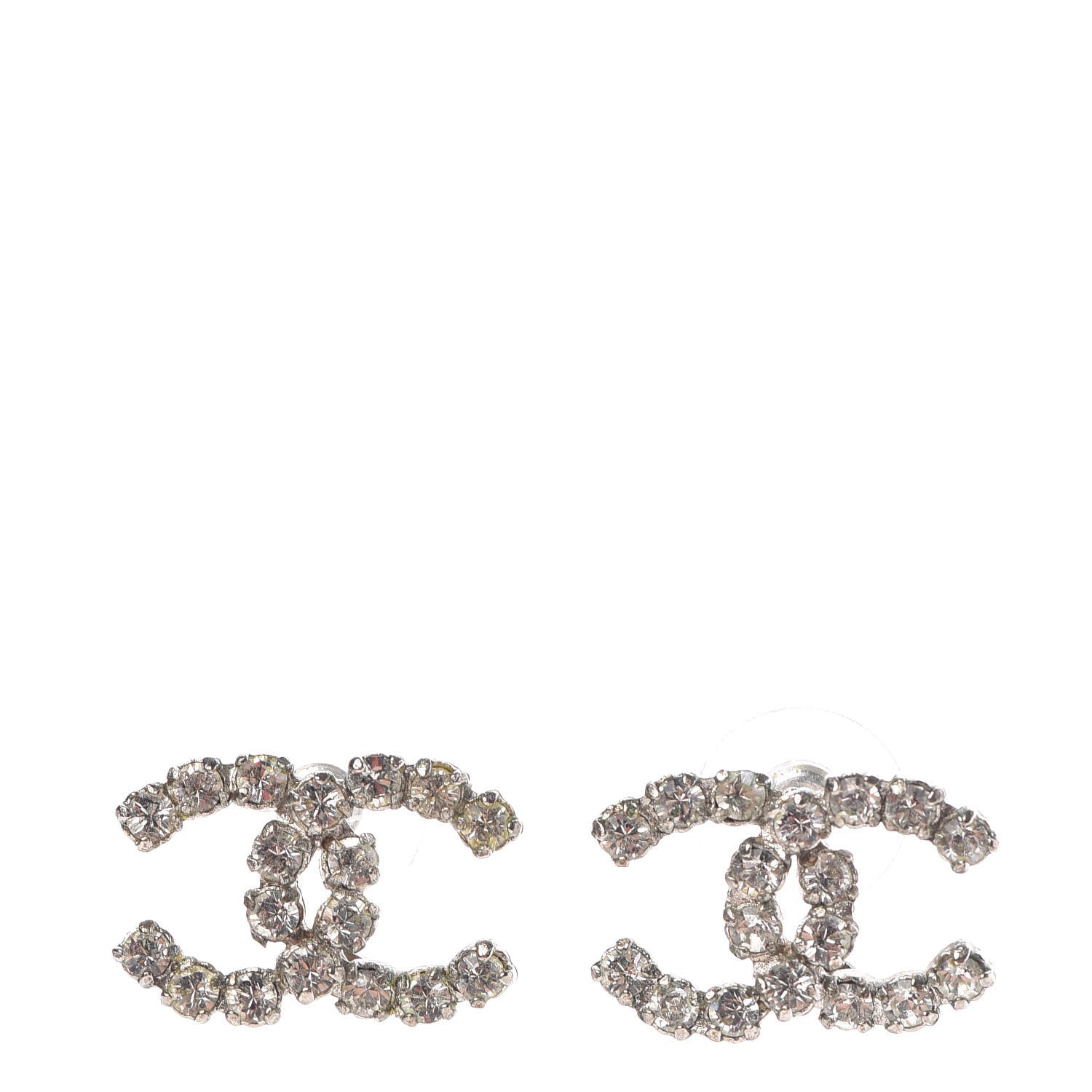 Chanel Crystal CC Earrings Silver 1 of 4