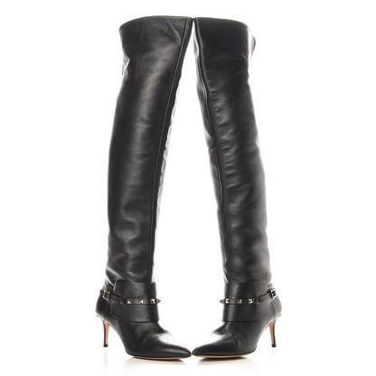 Valentino Garavani Calfskin Rockstud Over The Knee Boots 40.5 Black 5 of 11