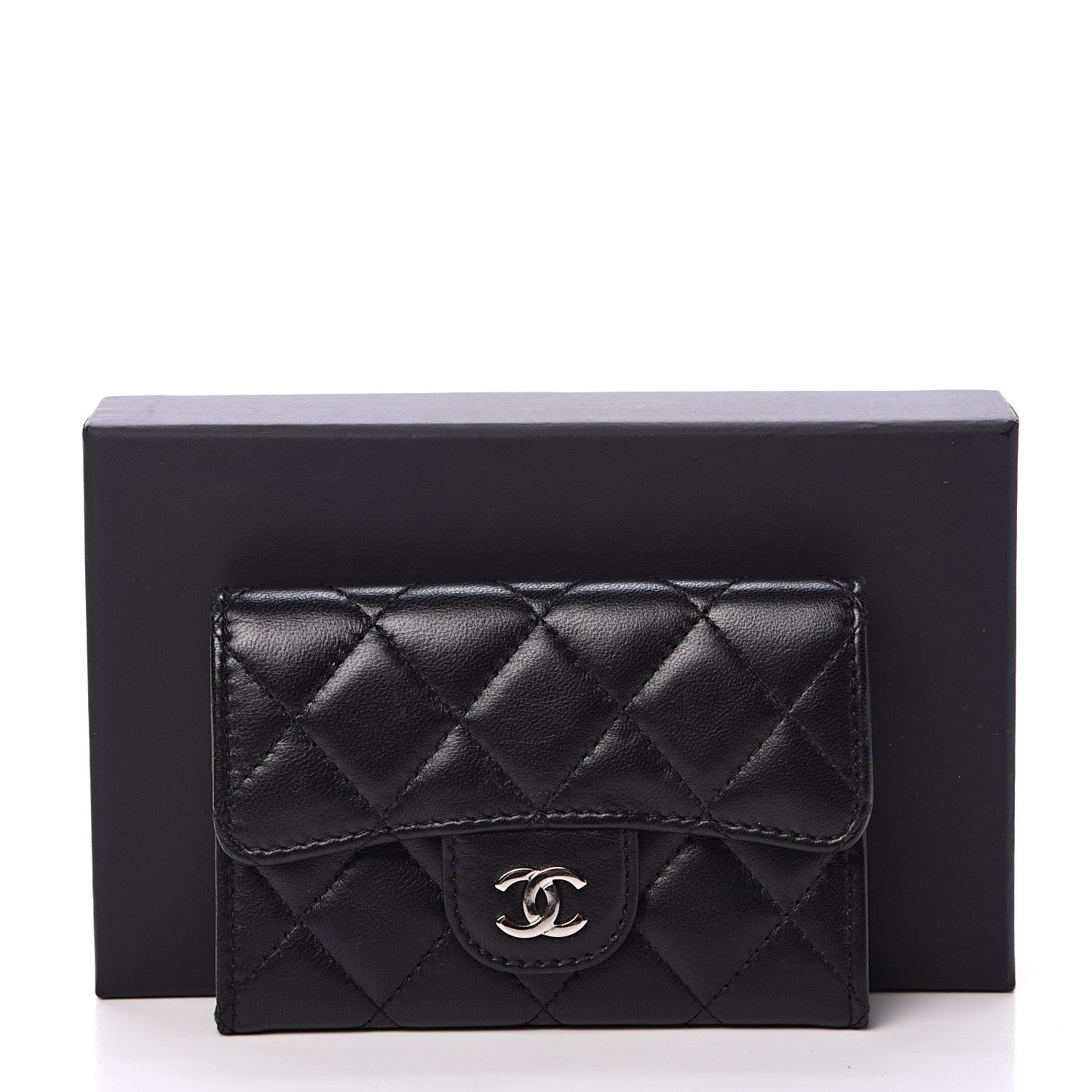 Chanel Lambskin Quilted Flap Card Holder Black 12 of 12