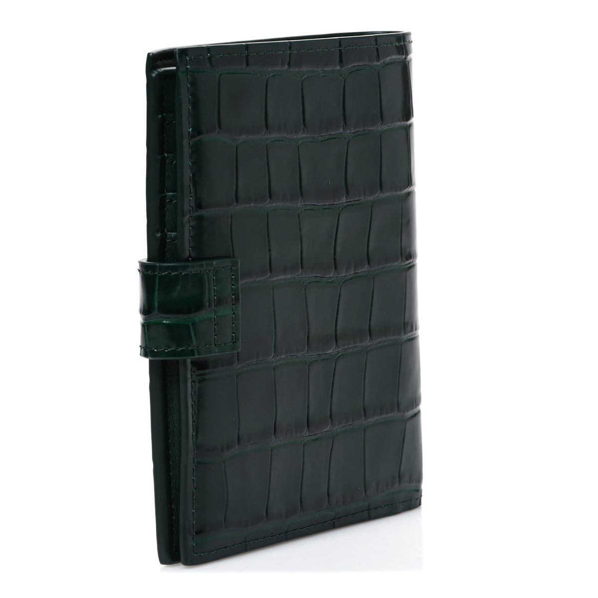 Calfskin Crocodile Embossed Crococo Passport Holder Emerald
