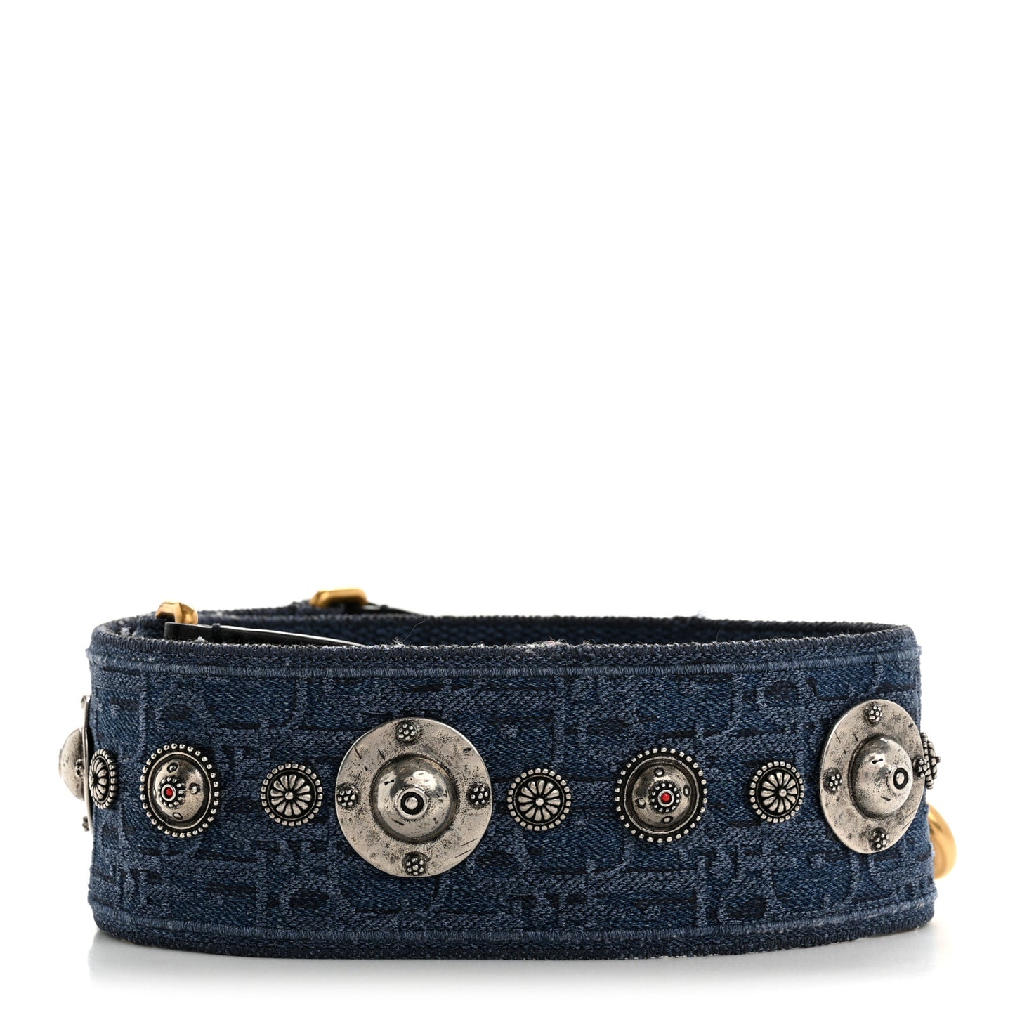 Oblique Denim Studded Shoulder Strap Blue