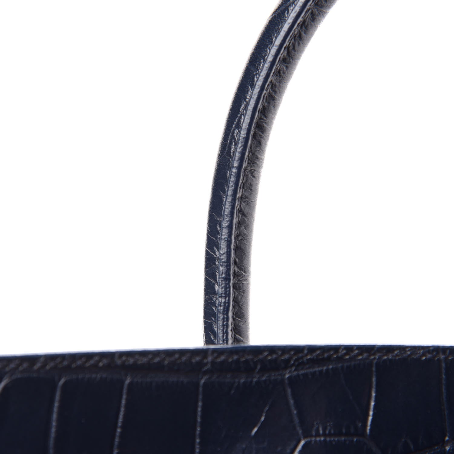 Saint Laurent Calfskin Crocodile Embossed Medium Souple Sac De Jour Navy 9 of 14