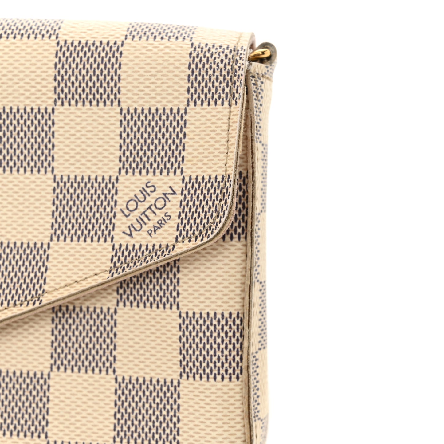 Damier Azur Pochette Felicie Chain Wallet Rose Ballerine