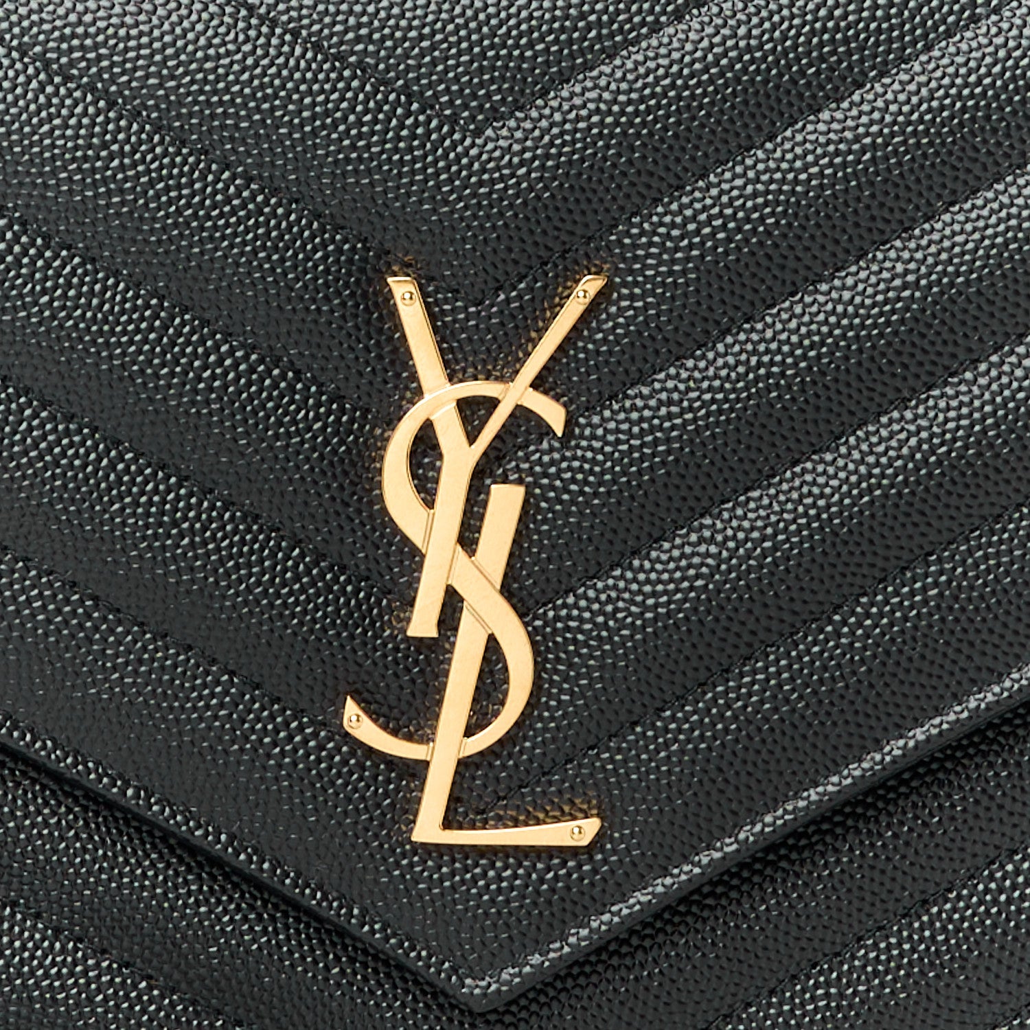 Saint Laurent Grain De Poudre Matelasse Chevron Monogram Envelope Clutch Black 8 of 11