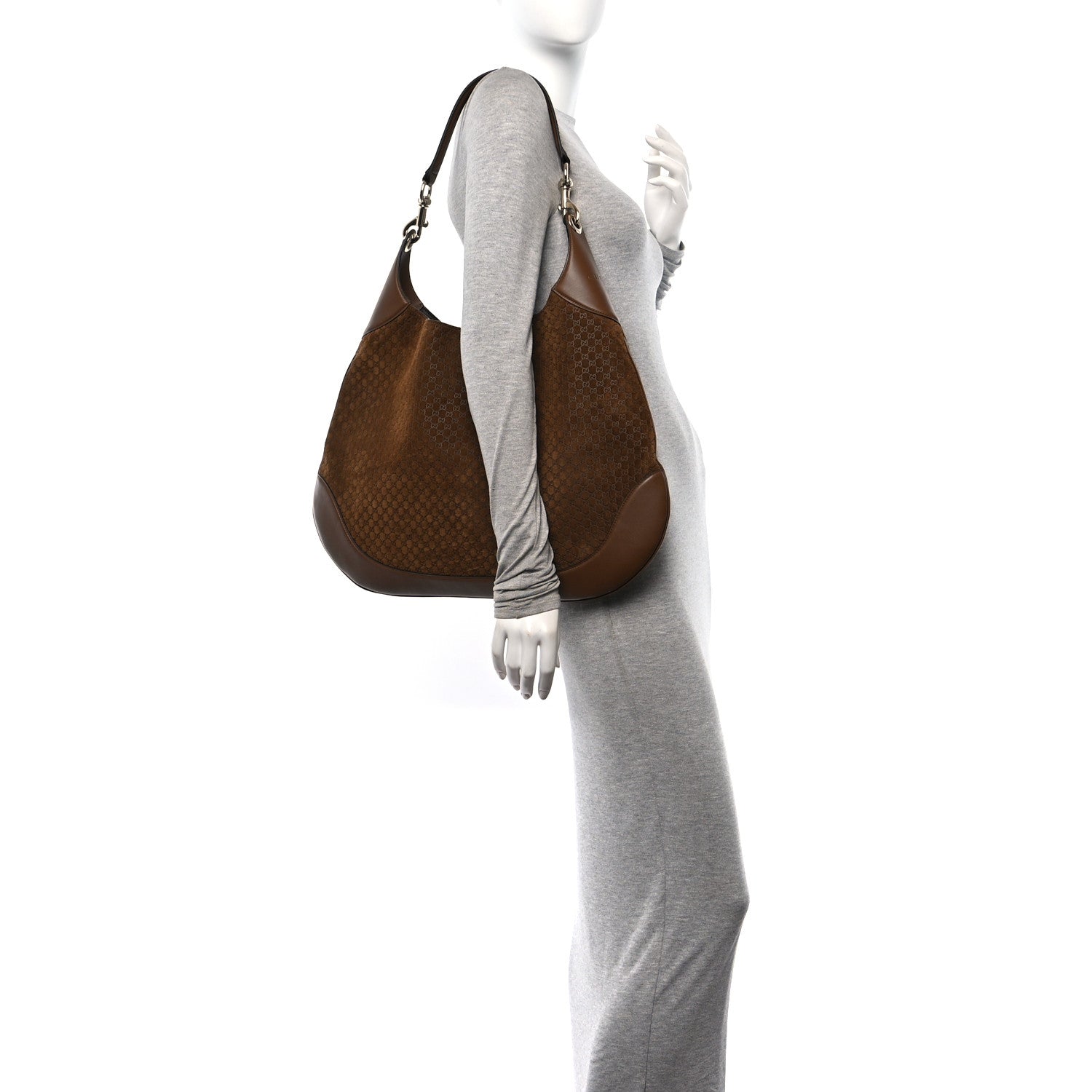 Gucci GG Suede B Large Shoulder Bag Brown 2 of 10