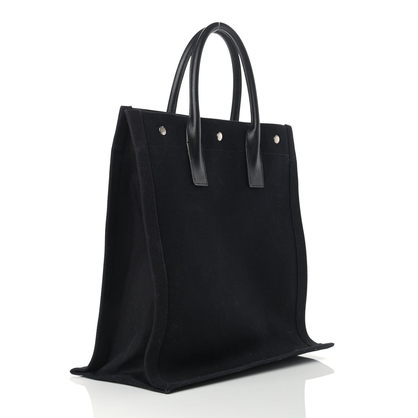Linen Calfskin Rive Gauche North South Tote Black