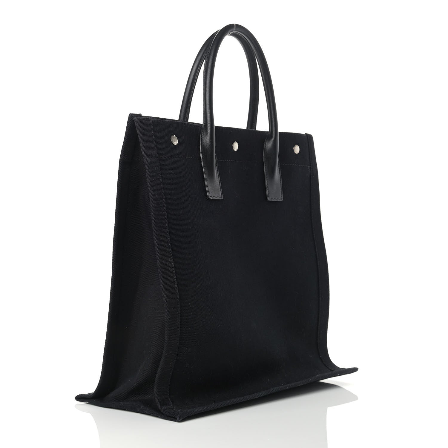 Saint Laurent Linen Calfskin Rive Gauche North South Tote Black 2 of 12