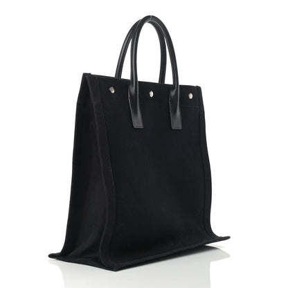 Saint Laurent Linen Calfskin Rive Gauche North South Tote Black 2 of 12
