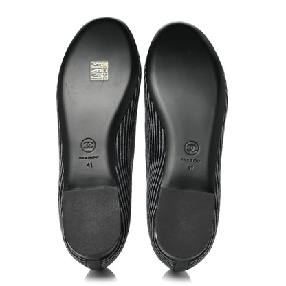 Chanel Fabric Lambskin Womens CC Stripe Mocassin Loafers 41 Grey Dark Blue 5 of 8