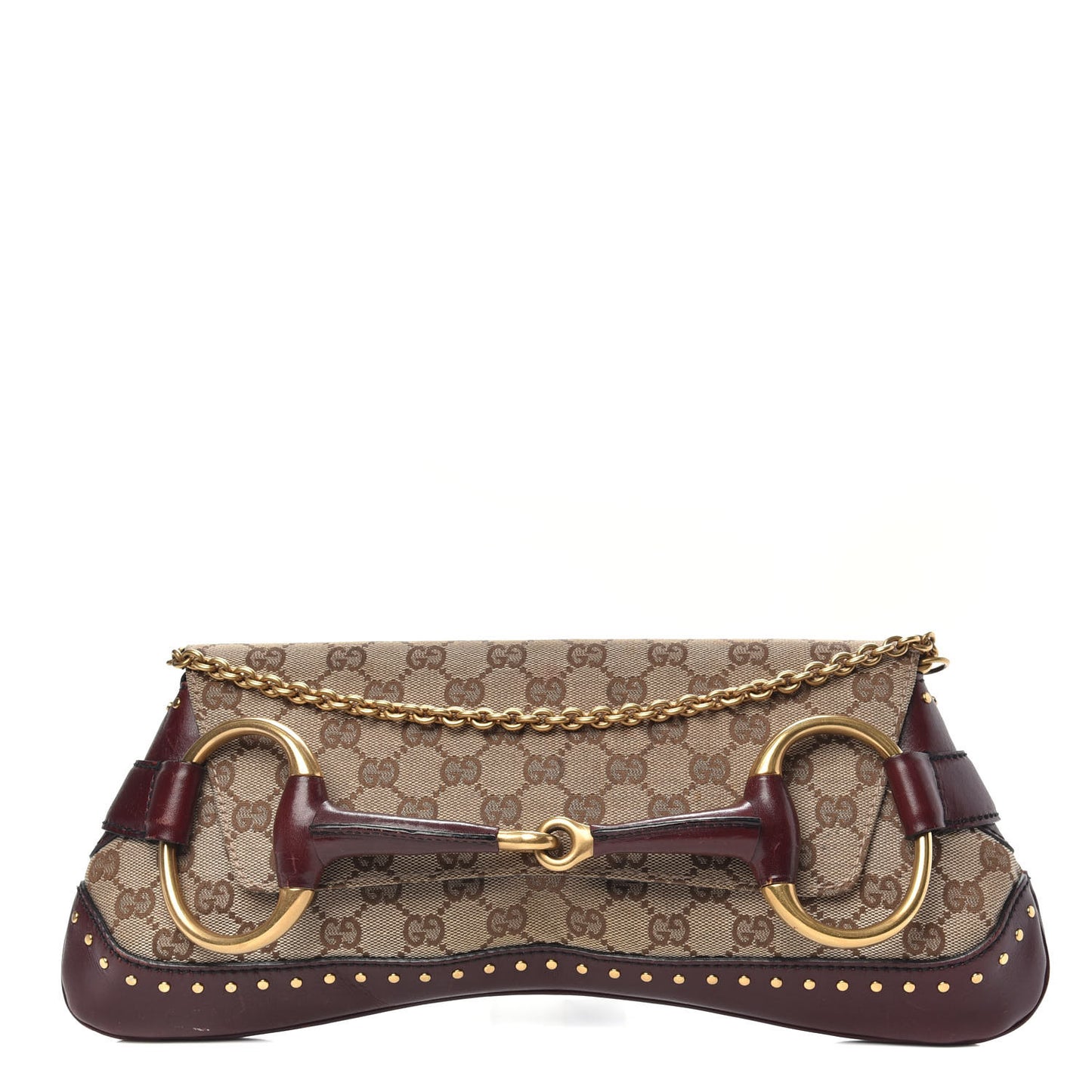 Monogram Studded Horsebit Clutch Bordeaux
