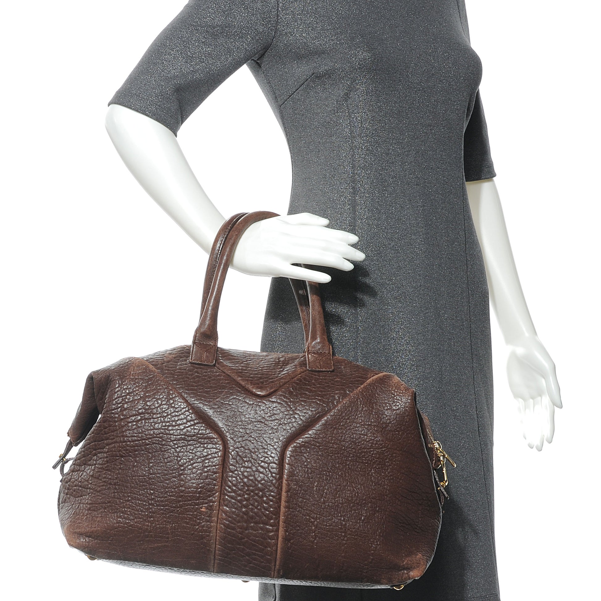 Saint Laurent Pebbled Lambskin Medium Easy Sac Brown 2 of 9