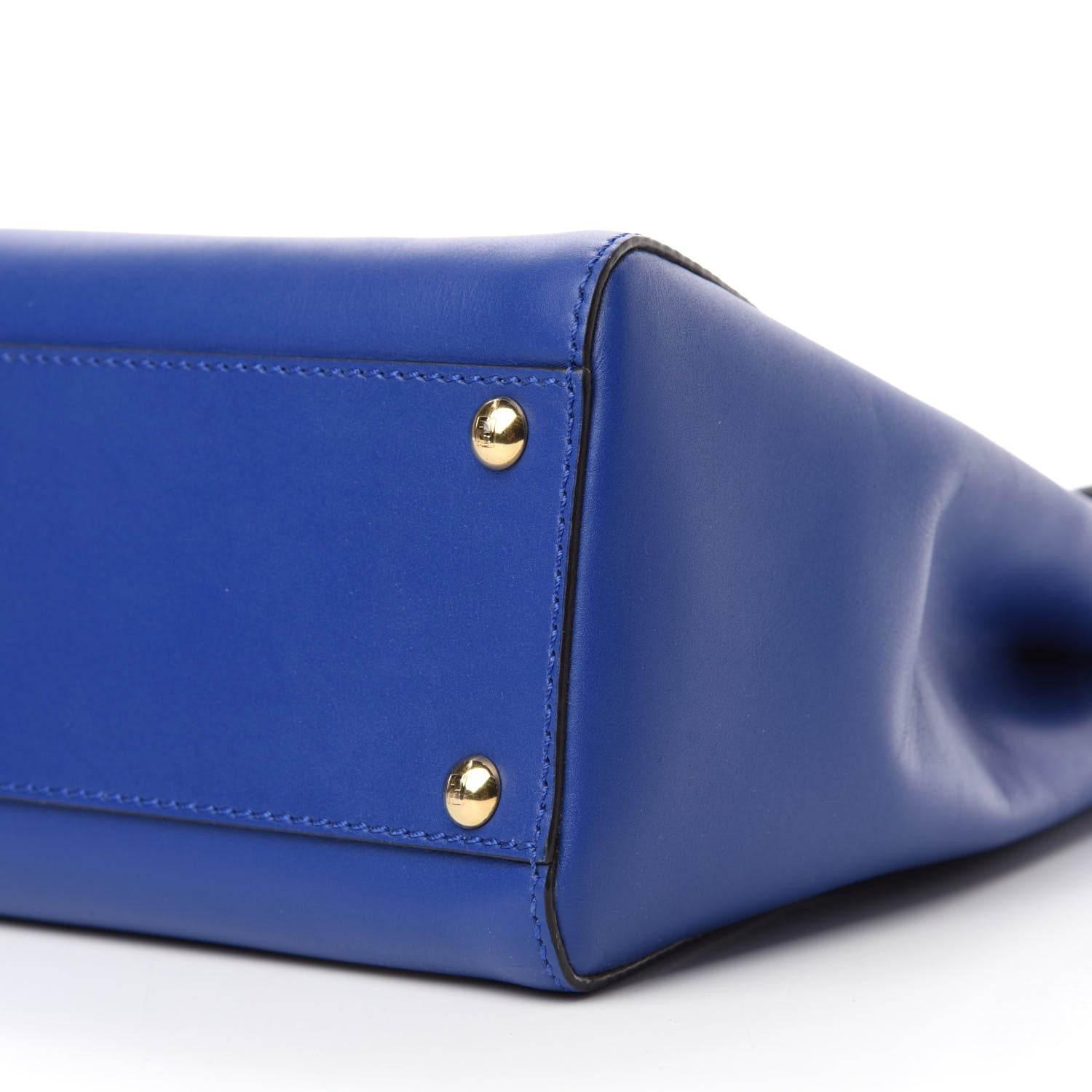 Fendi Vitello Morgan Fabric Jacquard Pequin Medium Peekaboo Iconic Satchel Blue Neon Tobacco 8 of 11