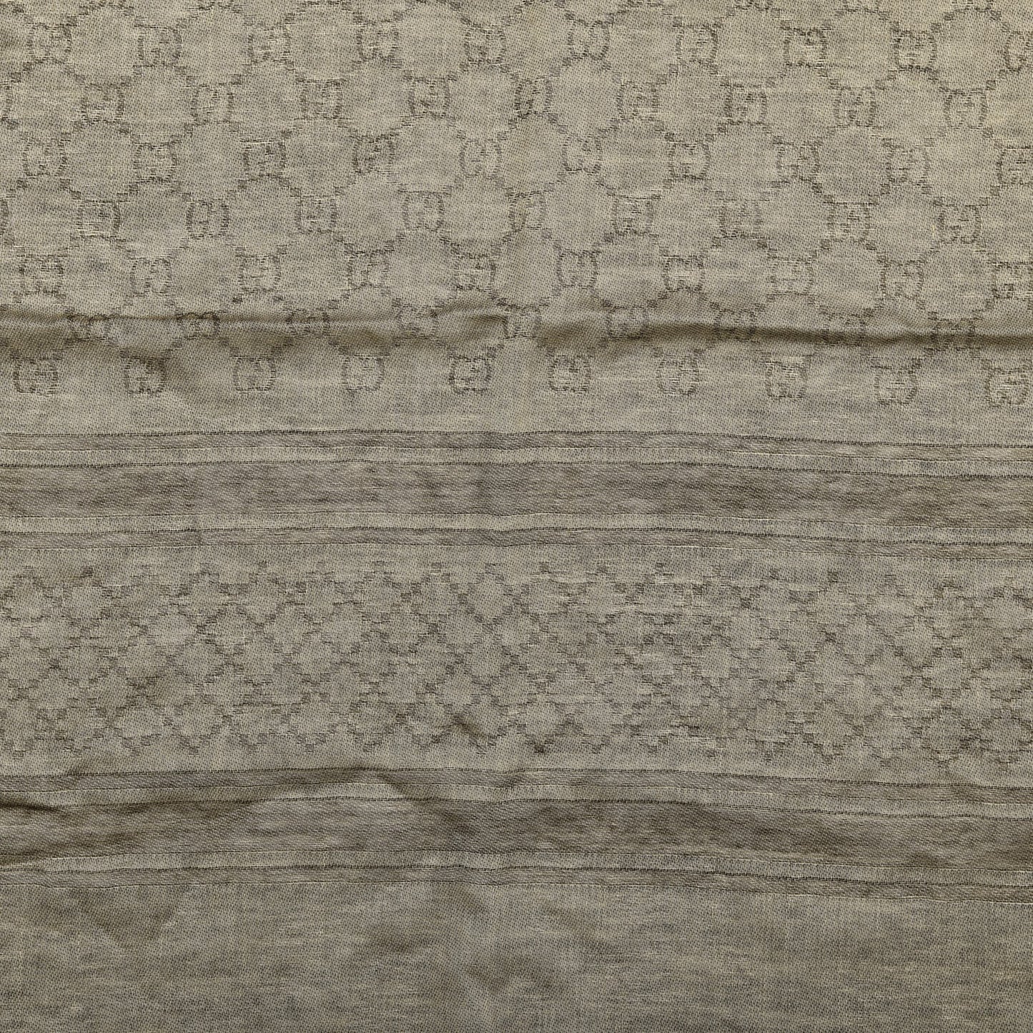 Wool Silk GG Monogram Diamante Plaid Surviee Shawl Beige Dark Brown