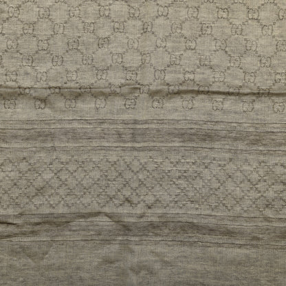Gucci Wool Silk GG Monogram Diamante Plaid Surviee Shawl Beige Dark Brown 2 of 4