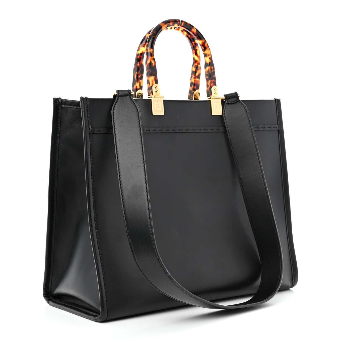 Vitello King Plexiglass Medium Fendi Sunshine Shopper Tote Black