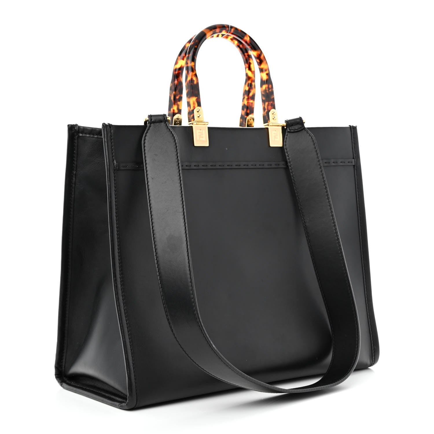 Fendi Vitello King Plexiglass Medium Fendi Sunshine Shopper Tote Black 3 of 15