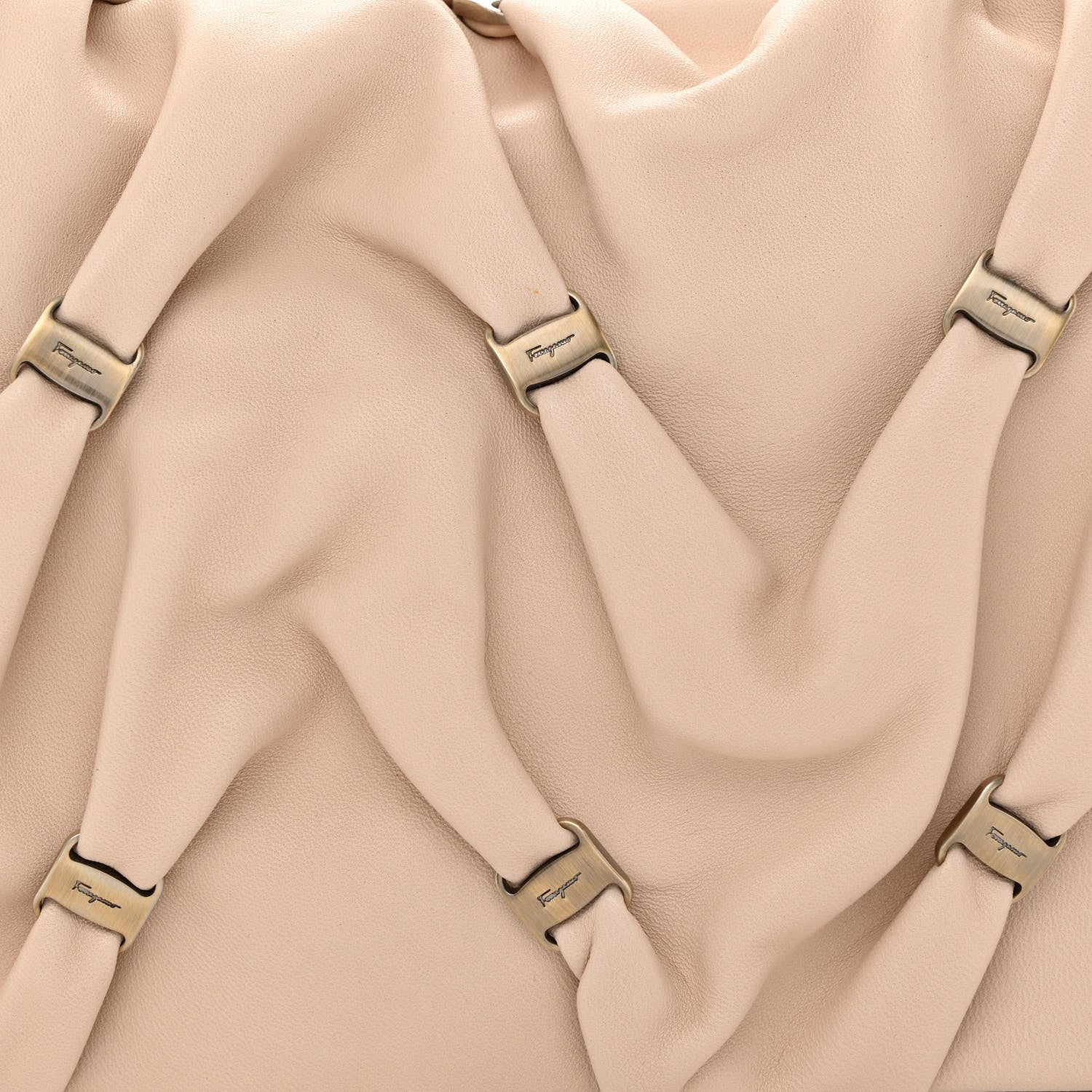 Salvatore Ferragamo Calfskin Pleated Vara Chain Shoulder Bag Light Pink 8 of 10