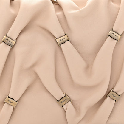 Salvatore Ferragamo Calfskin Pleated Vara Chain Shoulder Bag Light Pink 8 of 10
