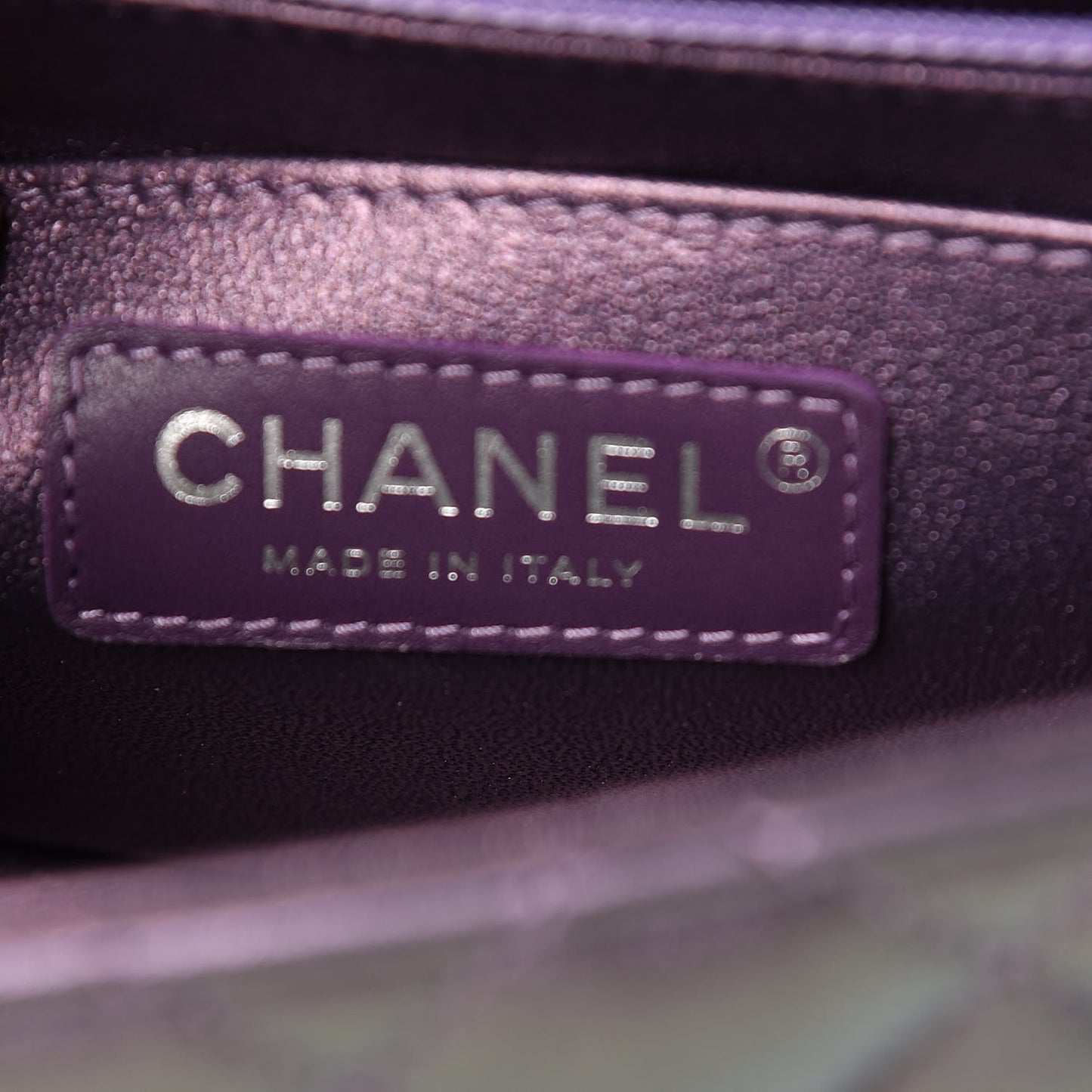 Iridescent Lambskin Quilted Mini Square Flap Dark Purple